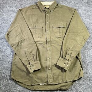 Cabelas Deerskin Soft Chamois Flannel Shirt LT Pockets Outdoor Camp Workwear